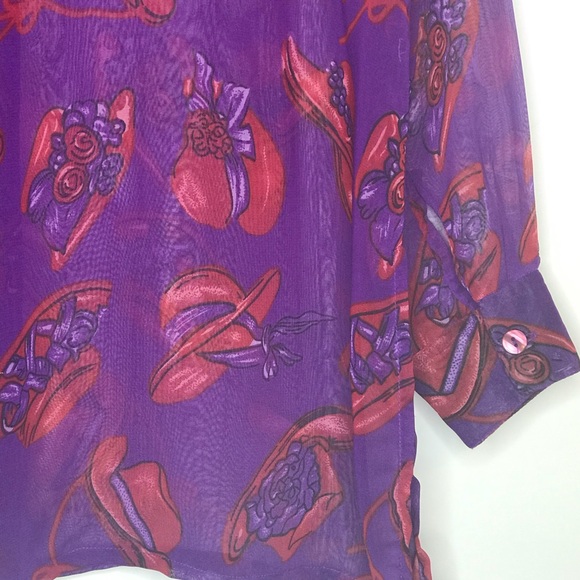 Indian Tropical Fashion Sheer Blouse Purple Red size M - Picture 4 of 6